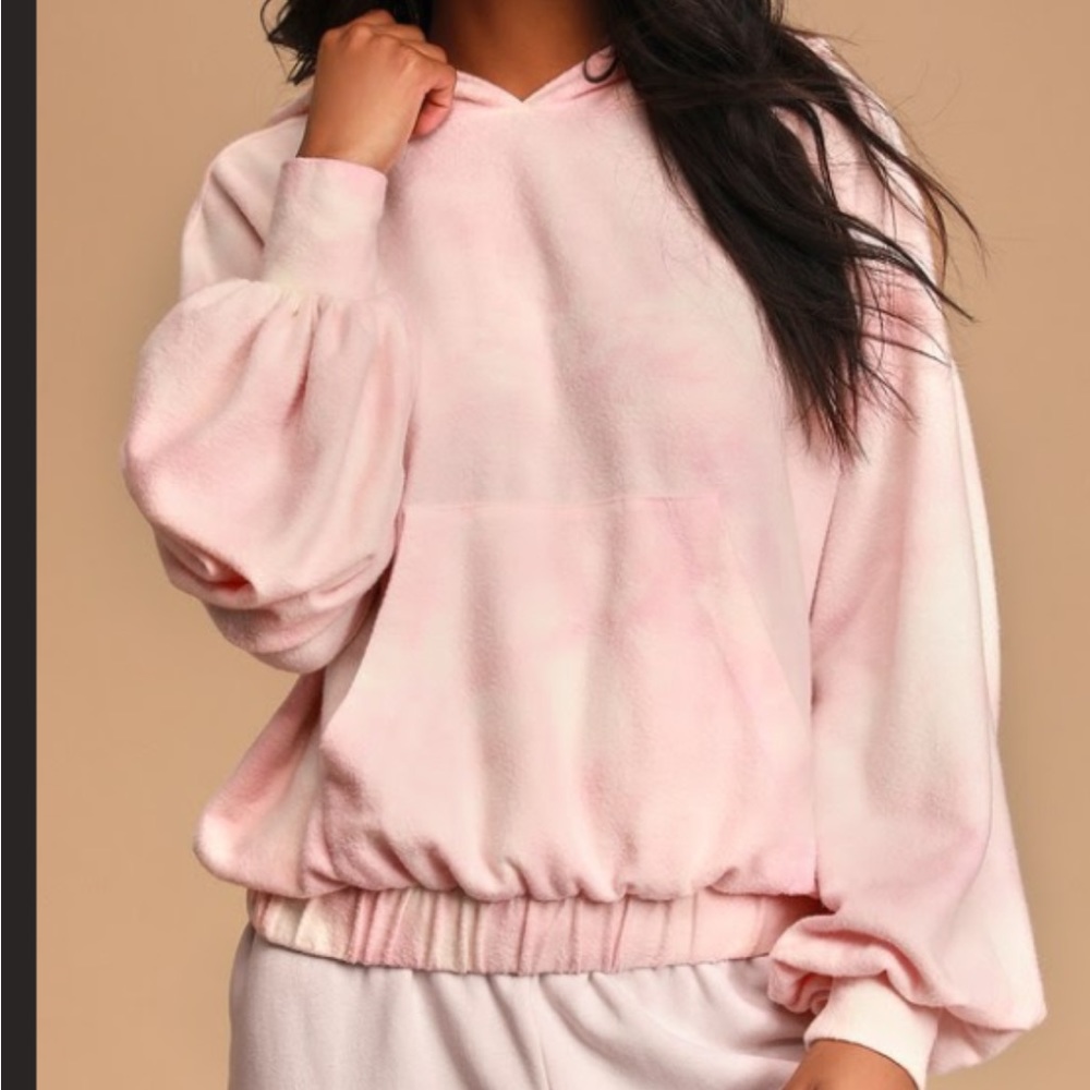 Relax Zone Light Pink Tie-Dye Fleece Pullover Hoodie  from Lulus